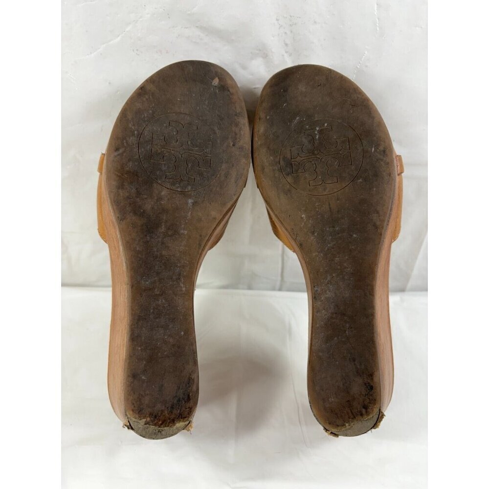 Tory Burch Selma Wedge Platform Slides Shoes Tan … - image 8